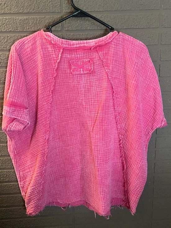 Zenana Outfitters Hot Pink Textured Boxy Tunic - Picture 3 of 6